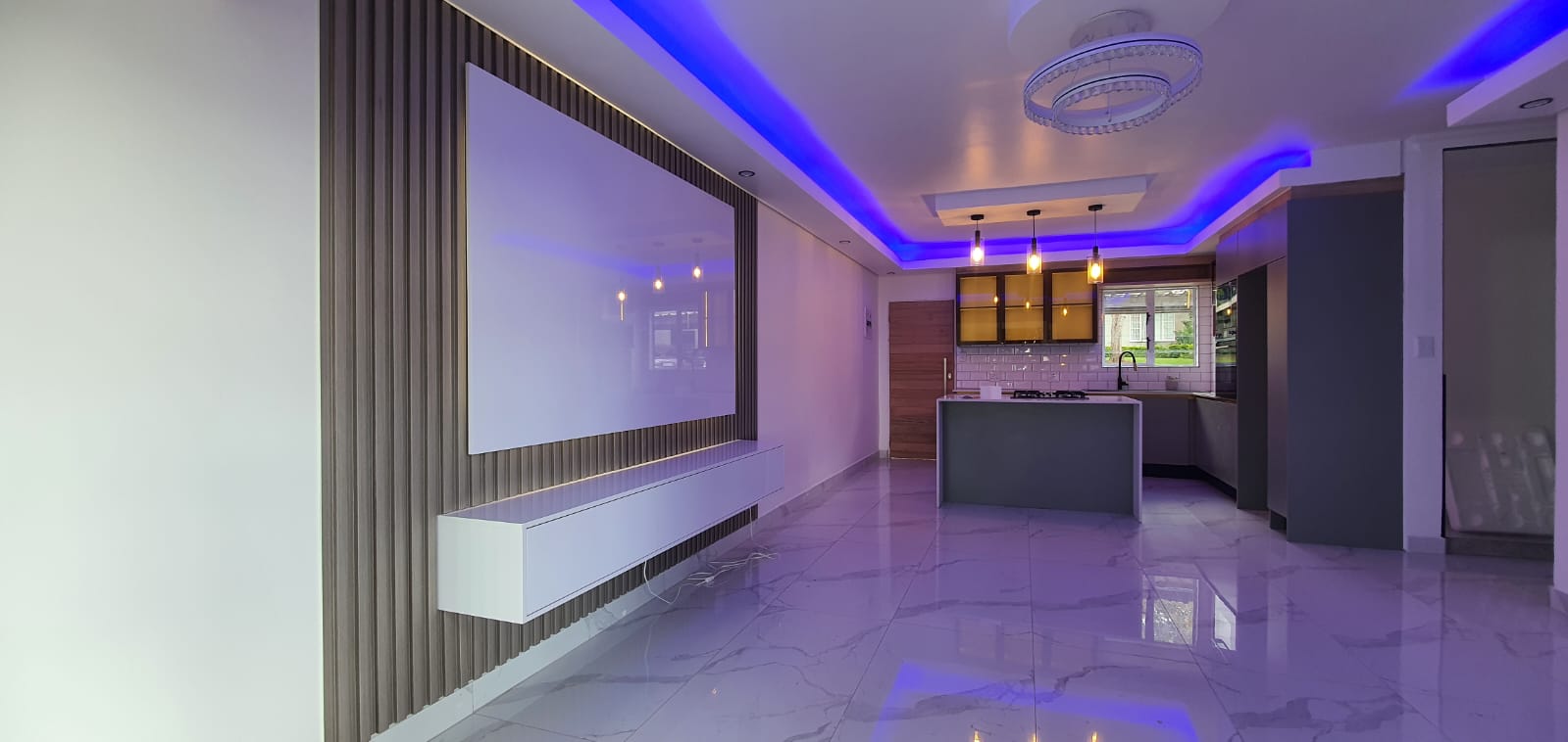 Lounge fitment with TV wall